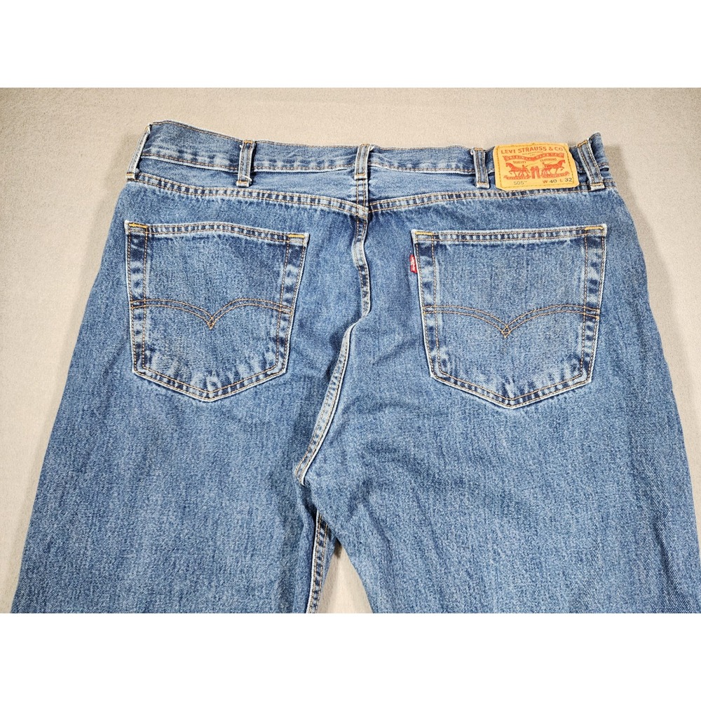 Levi's 505 Regular Fit Jeans Mens 40x32 Blue Medium Wash Straight Leg Classic - Picture 3 of 11